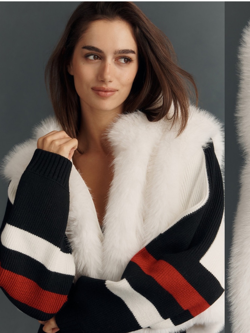 Anthropologie Daily Practice The Switch Back Fuzzy Knit Cardigan Sweater